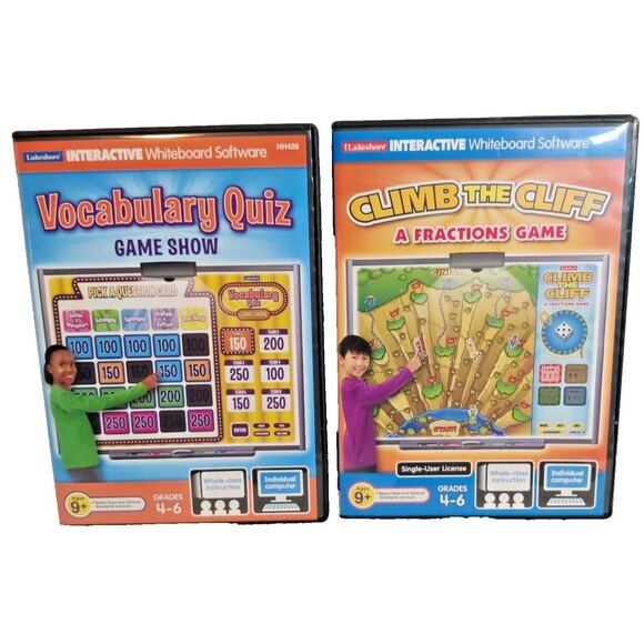 Lakeshore Education Lot of 2 Vocabulary Quiz,Fractions PC/MAC -2 Software Games - Picture 1 of 13